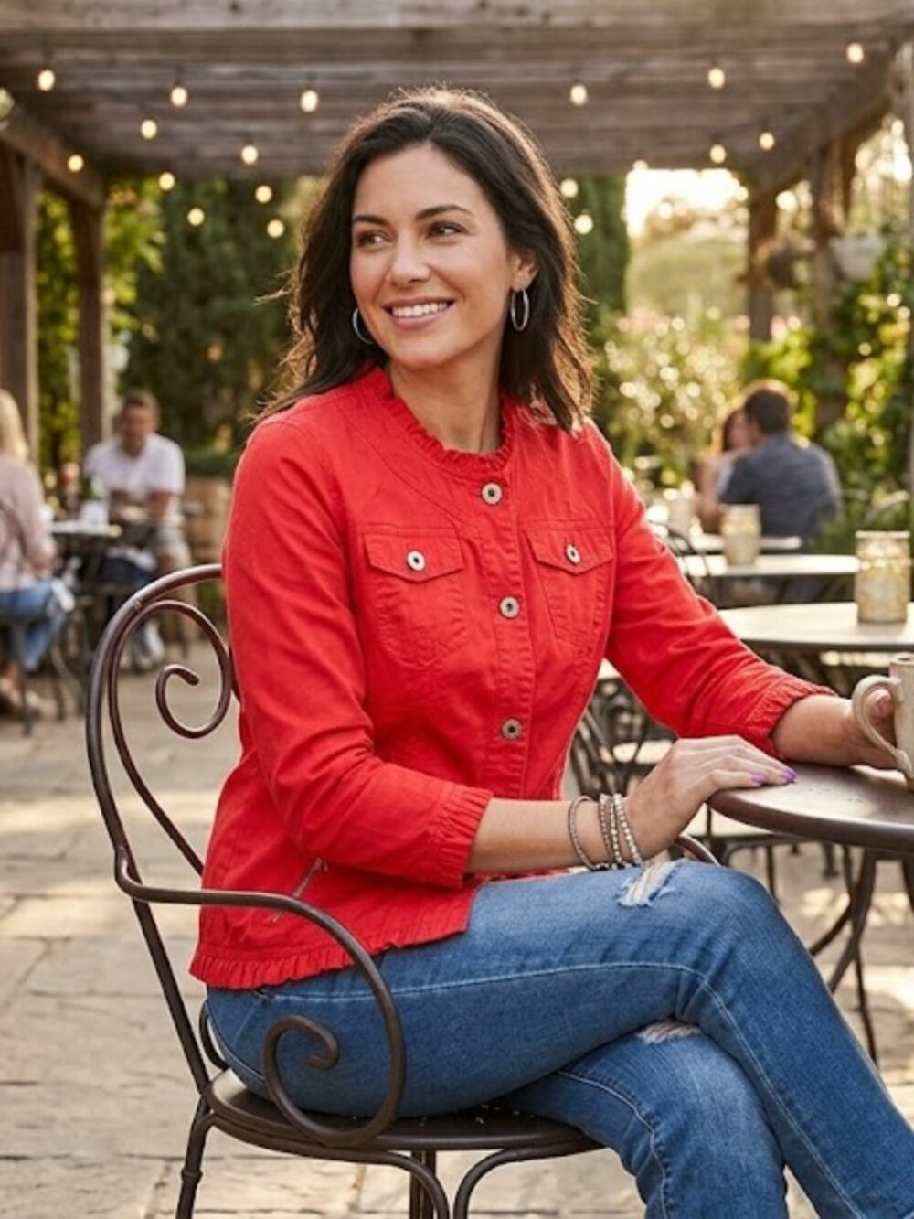 Cute Coco Y Club Red Cotton Jacket w/Ruffle Detail